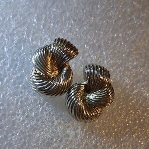 Textured Silver Knot Earrings